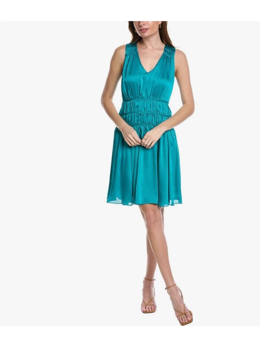 Trina Turk Ruched Islander Shirred  A-Line Dress Size 12